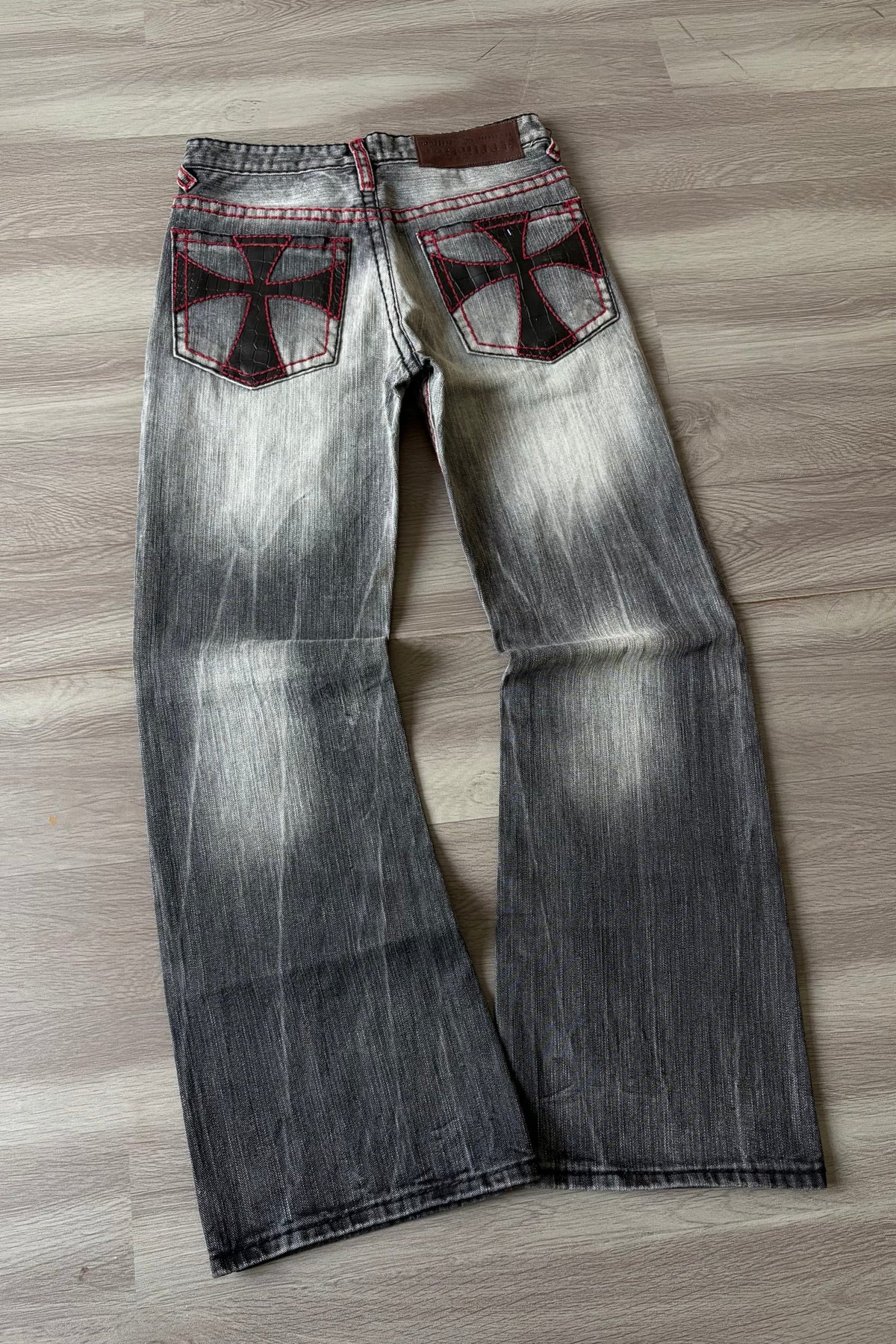 Crimson Cross Washed Bootcut Denim