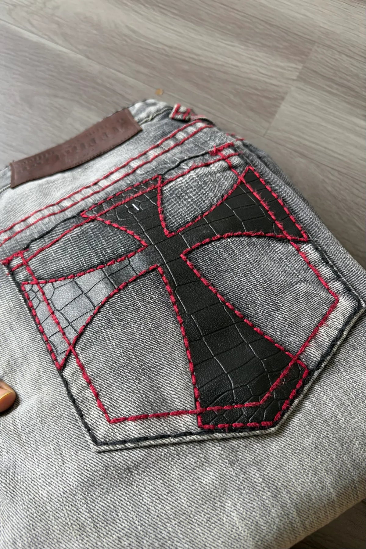 Crimson Cross Washed Bootcut Denim