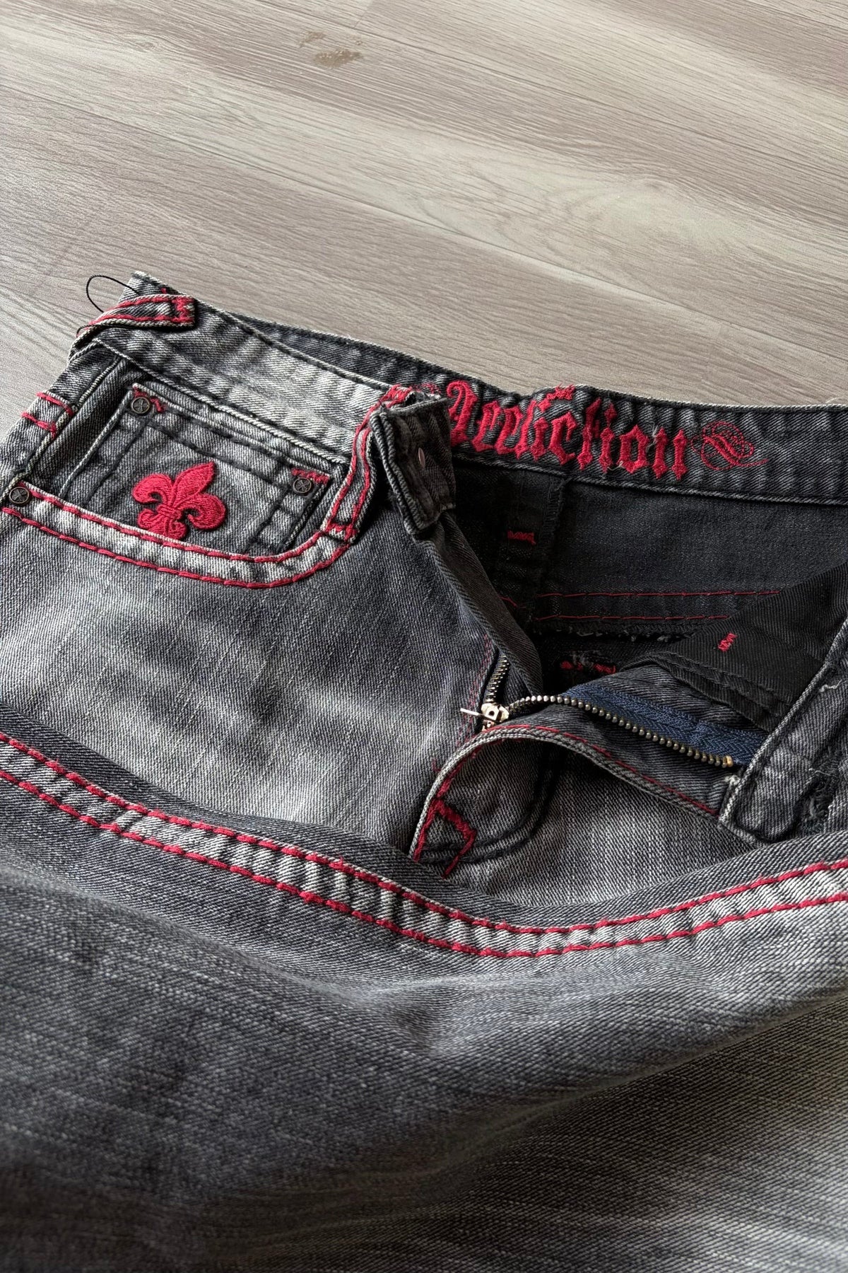 Crimson Cross Washed Bootcut Denim