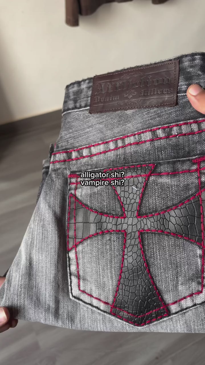Crimson Cross Washed Bootcut Denim